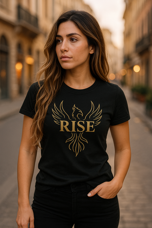 RISE Phoenix Motivational T-Shirt – Level Up Living Apparel